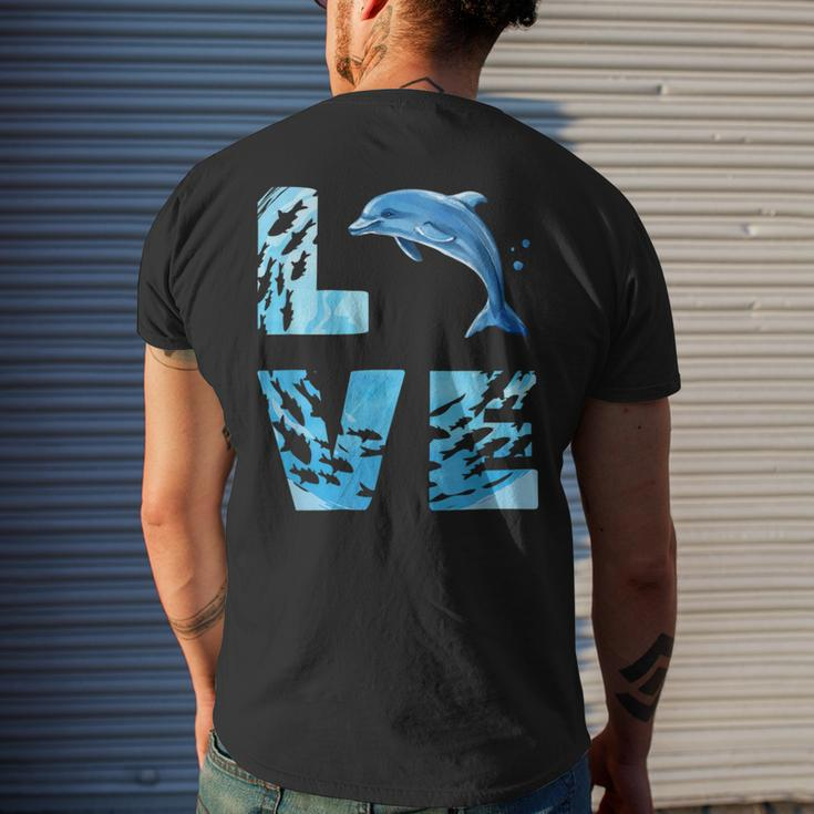 Love Bottlenose Dolphin Whale Sea Animals Marine Mammal Men's T-shirt Back Print Gifts for Him