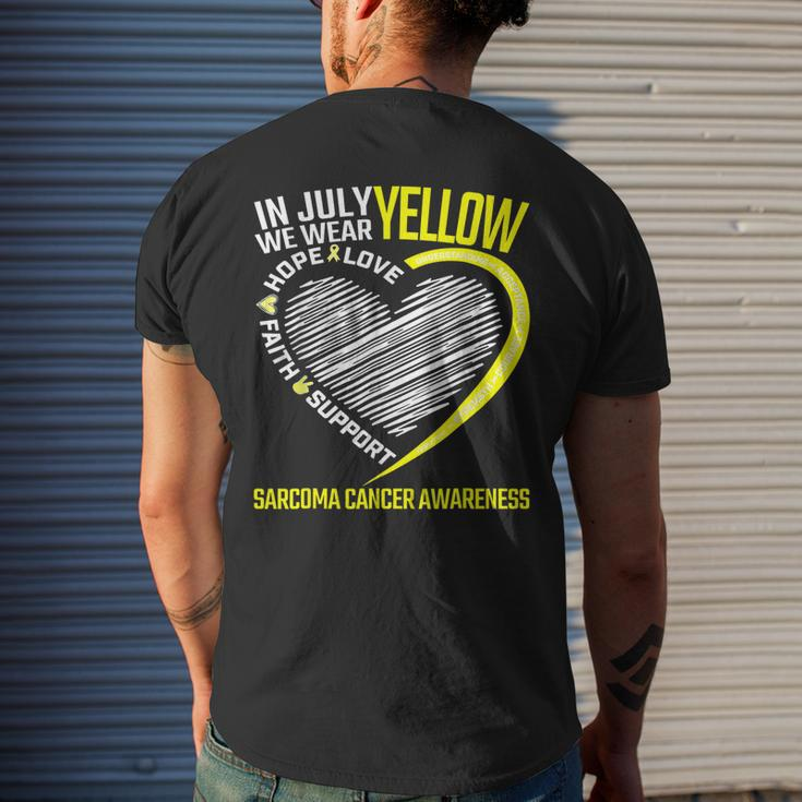 Love Hope Faith July We Wear Yellow Sarcoma Cancer Awareness Mens Back Print T-shirt Gifts for Him