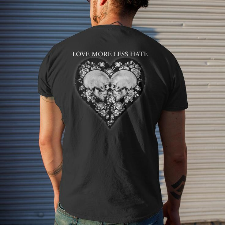 Love More Less Hate Skull Printed Cute Graphic Mens Back Print T-shirt Gifts for Him