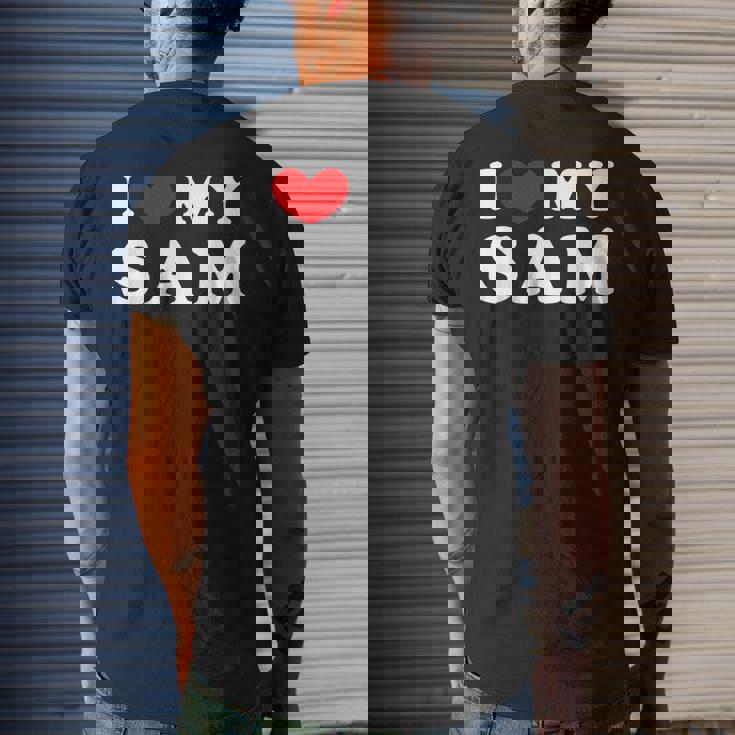 I Love My Sam I Heart My Sam Mens Back Print T-shirt Gifts for Him