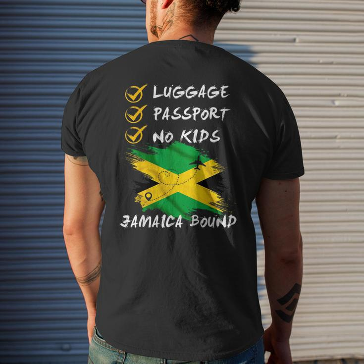 Luggage Passport No Kids Jamaica Travel Vacation Outfit Mens Back Print T-shirt Gifts for Him