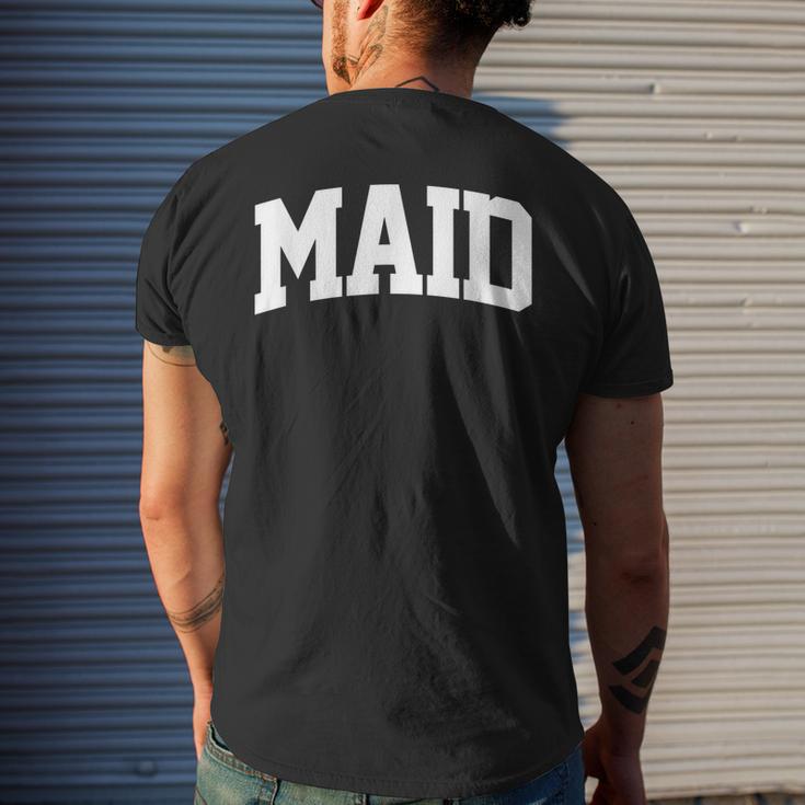 Maid Vintage Retro Job Varsity Arch Men's Back Print T-shirt | Mazezy
