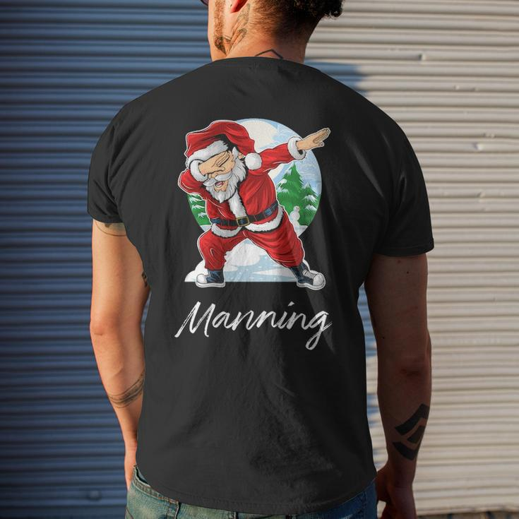 Manning Name Gift Santa Manning Mens Back Print T-shirt Gifts for Him