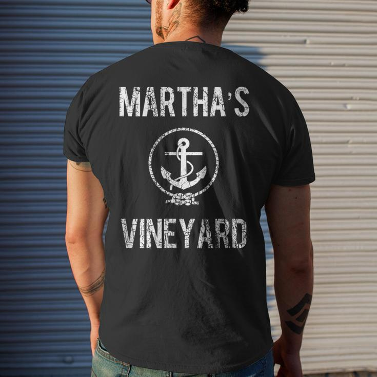 Marthas Vineyard - Distressed Anchor Island Vacation Mens Back Print T-shirt Gifts for Him