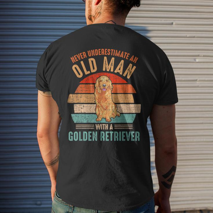 Mb Never Underestimate An Old Man With Golden Retriever Men's T-shirt Back Print Gifts for Him