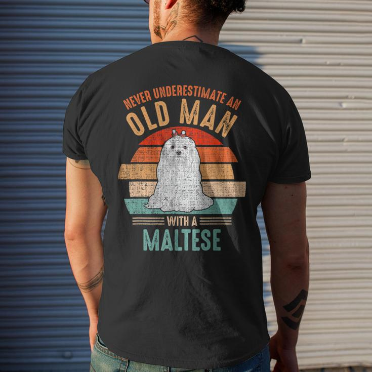 Mb Never Underestimate An Old Man With A Maltese Men's T-shirt Back Print Gifts for Him