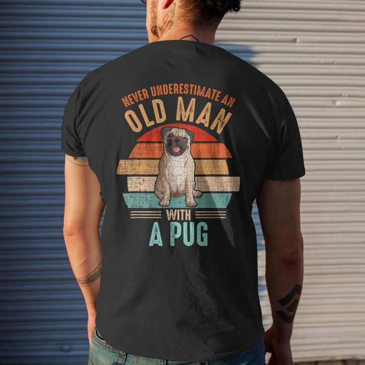 Mb Never Underestimate An Old Man With A Pug Men's T-shirt Back Print Gifts for Him