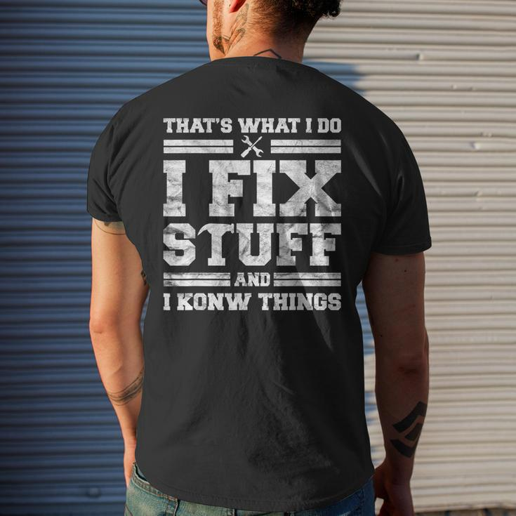 Mechanic Dad For Men Thats What I Do I Fix Stuff Men's Back Print T-shirt Gifts for Him