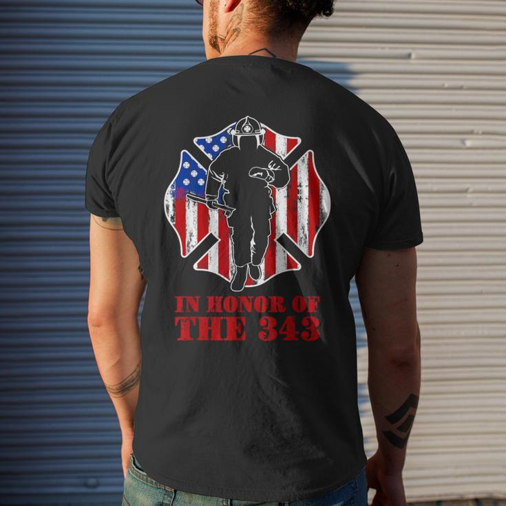 In Memory And Honor We Will Never Forget 343 Firefighter Men's T-shirt Back Print Gifts for Him