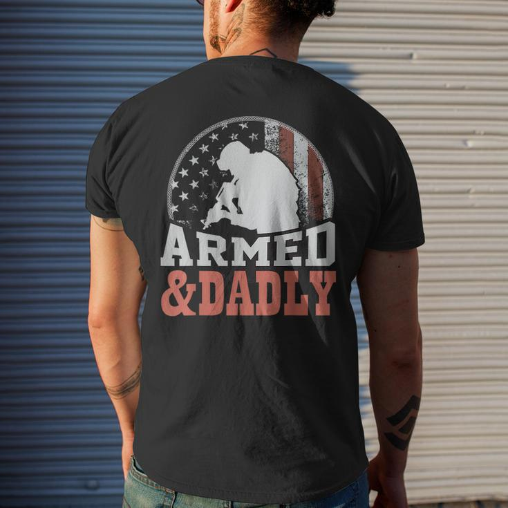 Men Armed And Dadly Funny Father Gifts For Fathers Day Mens Back Print T-shirt Gifts for Him