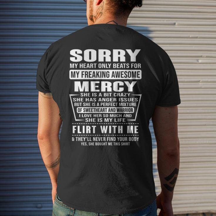 Mercy Name Gift Sorry My Heartly Beats For Mercy Mens Back Print T-shirt Gifts for Him