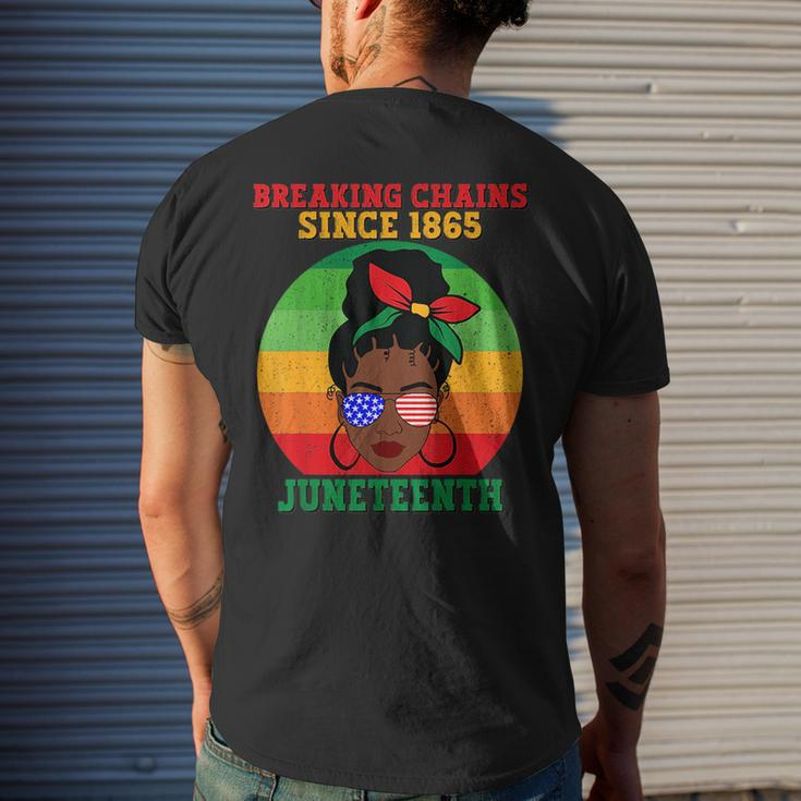 Messy Bun Junenth Breaking Chains Bandana Afro Sunglasses Mens Back Print T-shirt Gifts for Him