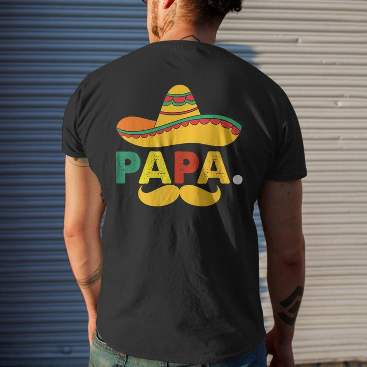 Mexican Fiesta Birthday Party Theme Papa Matching Family Dad Mens Back Print T-shirt Gifts for Him