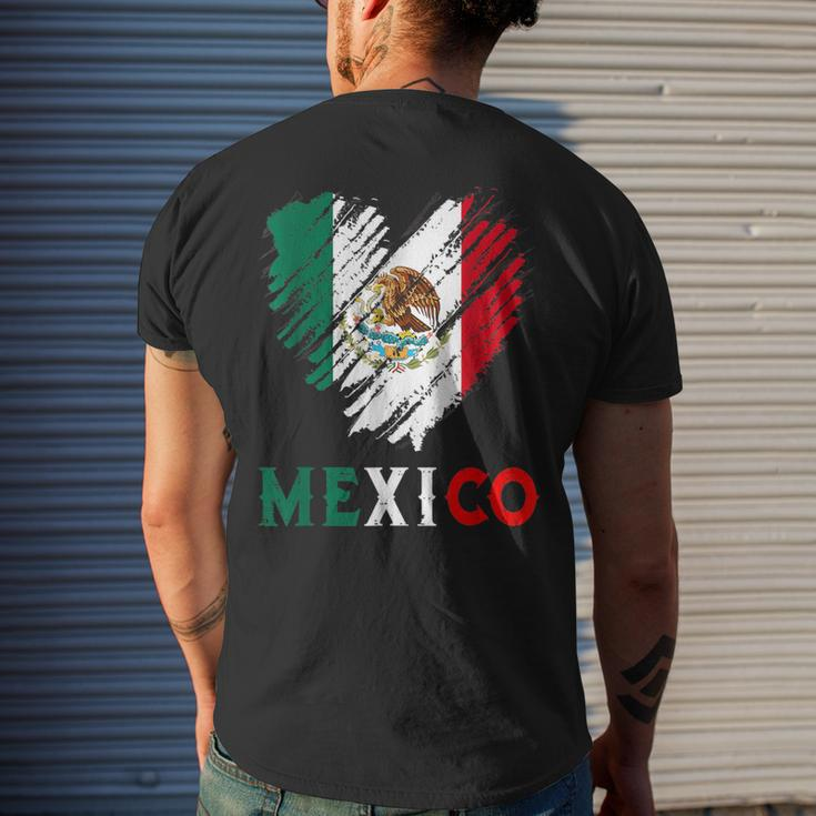 Mexico City Mexican Flag Heart Viva Mexico Independence Day Men's T-shirt Back Print Gifts for Him