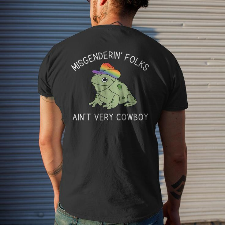 Misgenderin Folks Aint Very Cowboy Retro Frog Lgbtq Pride Mens Back Print T-shirt Gifts for Him
