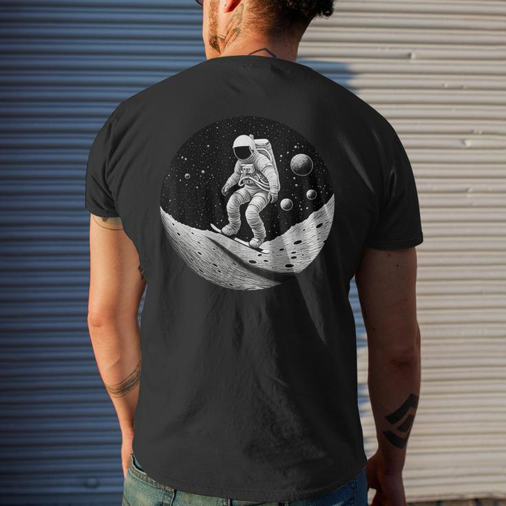 Moon Boarding Astronaut Funny Moon Funny Gifts Mens Back Print T-shirt Gifts for Him