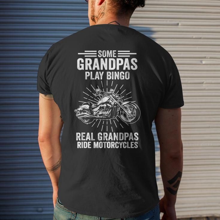 Motorcycle Grandfather Biker Grandpa Fathers Day Men's Back Print T-shirt Gifts for Him