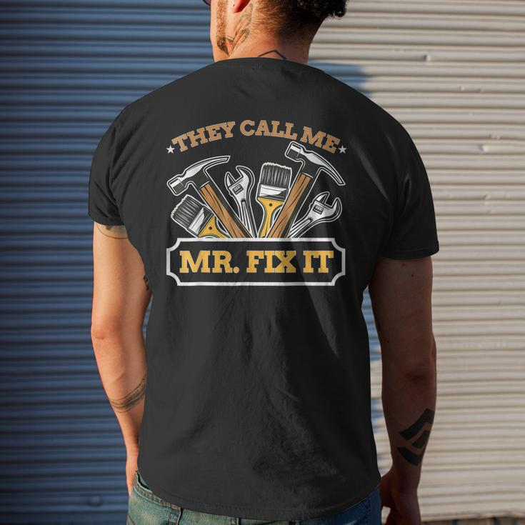 Mr Fix It Dad Handyman Handy Dad Mechanic Fathers Day For Women Men's Back Print T-shirt Gifts for Him