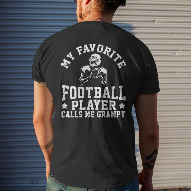 My Favorite Football Player Calls Me Grampy Fathers Day Mens Back Print T-shirt Gifts for Him