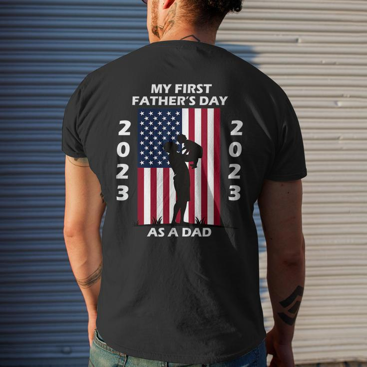 My First Dads Day As A Father New Baby 2023 Fathers Day Mens Back Print T-shirt Gifts for Him