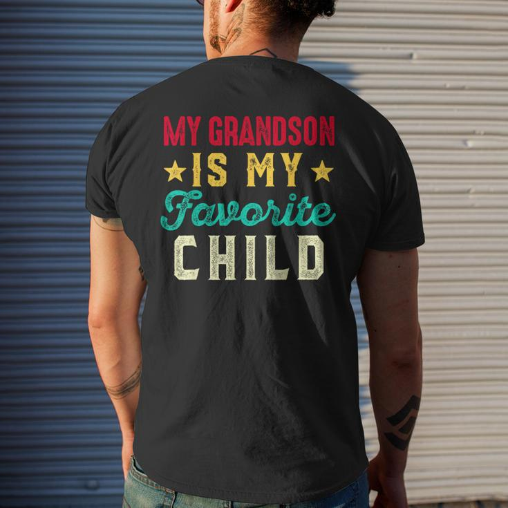 My Grandson Is My Favorite Child Funny Grandpa Grandma Mens Back Print T-shirt Gifts for Him