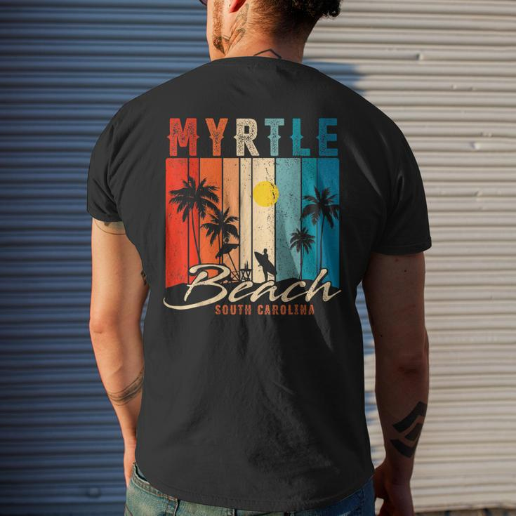 Myrtle Beach Vintage Summer Vacation Palm Trees Sunset Mens Back Print T-shirt Gifts for Him