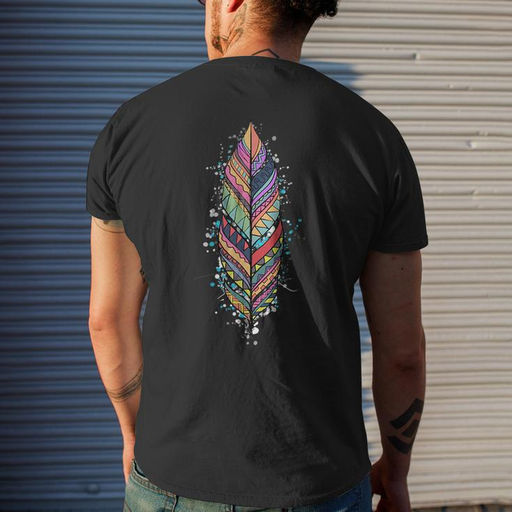 Native American Feather Indian Design Mens Back Print T-shirt Gifts for Him