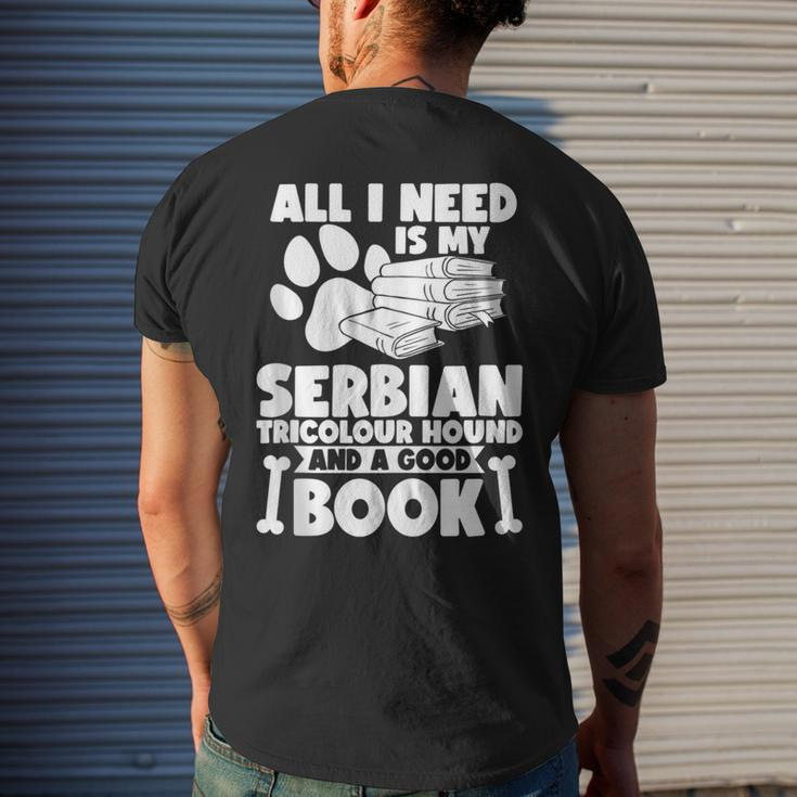 All I Need Is My Serbian Tricolour Hound And A Good Book Men's T-shirt Back Print Gifts for Him