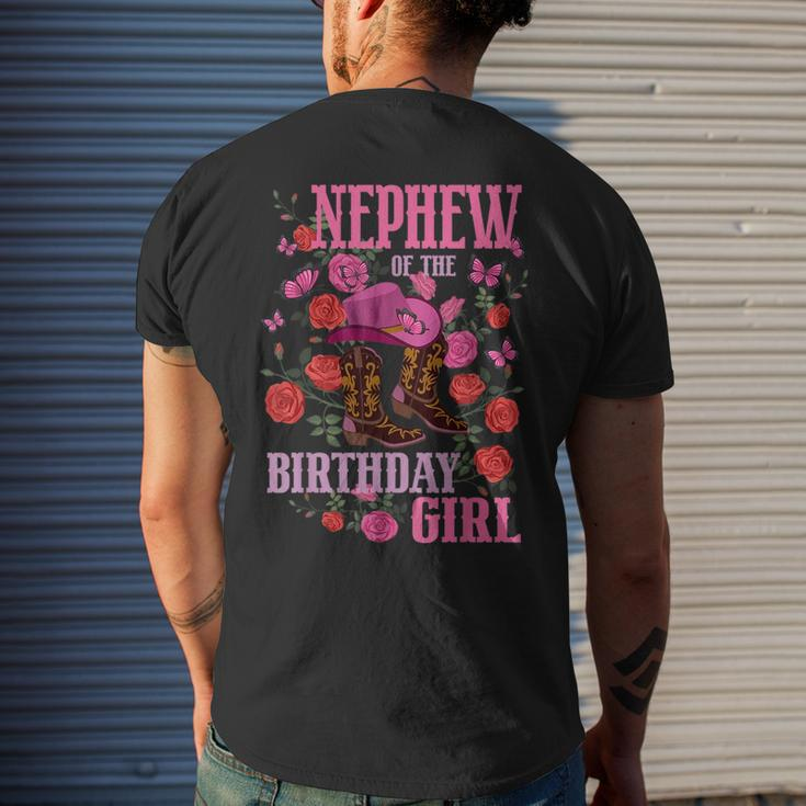 Nephew Of The Birthday Girl Cowgirl Boots Pink Matching Mens Back Print T-shirt Gifts for Him