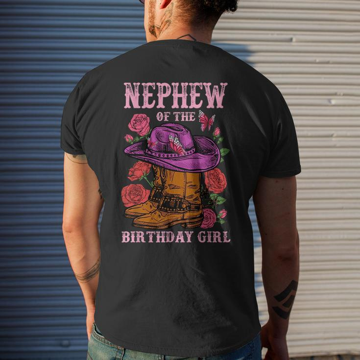 Nephew Of The Birthday Girl Pink Boots Cowgirl Matching Mens Back Print T-shirt Gifts for Him