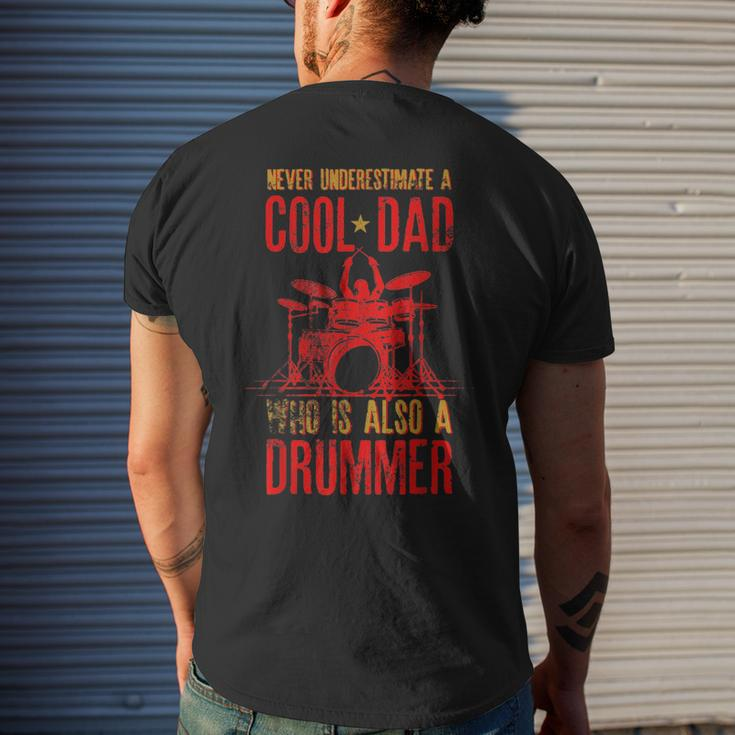Never Underestimate A Cool Dad Who Is Also A Drummer Gift Gift For Mens Mens Back Print T-shirt Gifts for Him