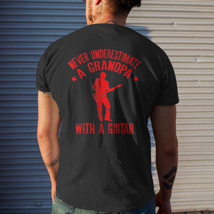 Never Underestimate A Grandpa With A Guitar Funny Gift Gift For Mens Mens Back Print T-shirt Gifts for Him