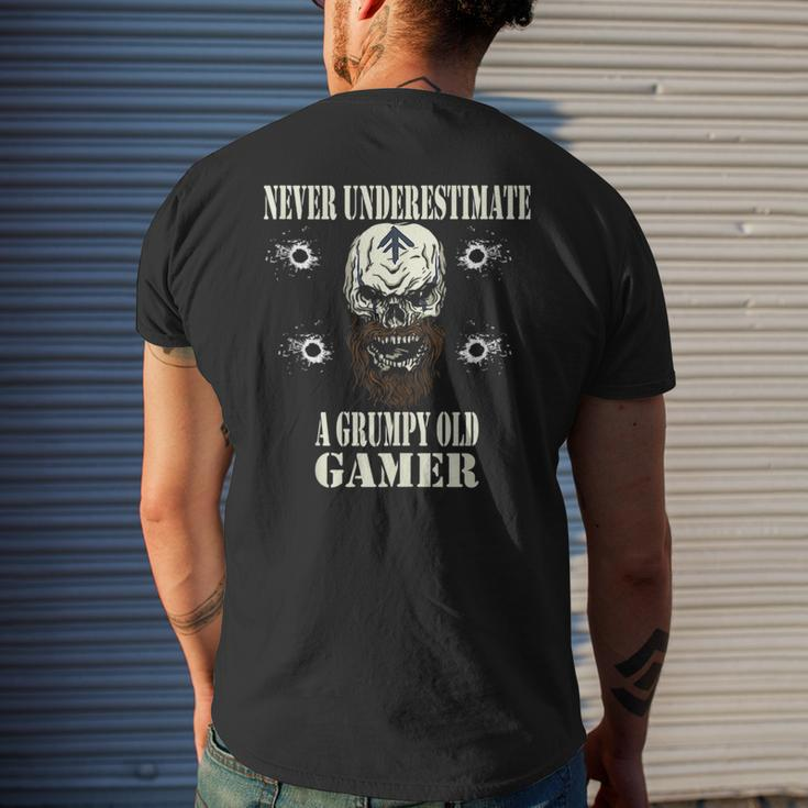 Never Underestimate A Grumpy Old Gamer For Gaming Dads Mens Back Print T-shirt Gifts for Him