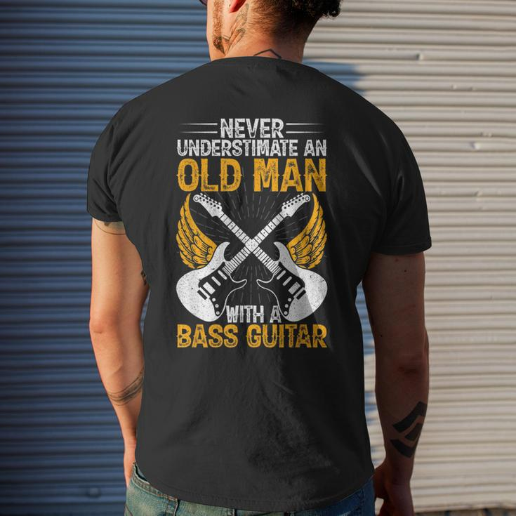 Never Underestimate An Old Man Bass Guitar Player Bassist Mens Back Print T-shirt Gifts for Him