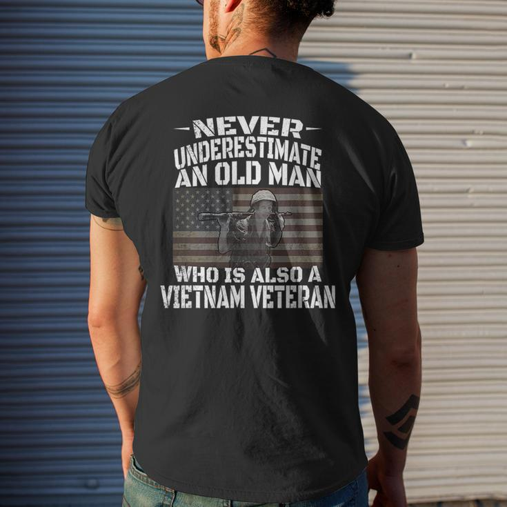 Never Underestimate An Old Man Vietnam VeteranMens Back Print T-shirt Gifts for Him