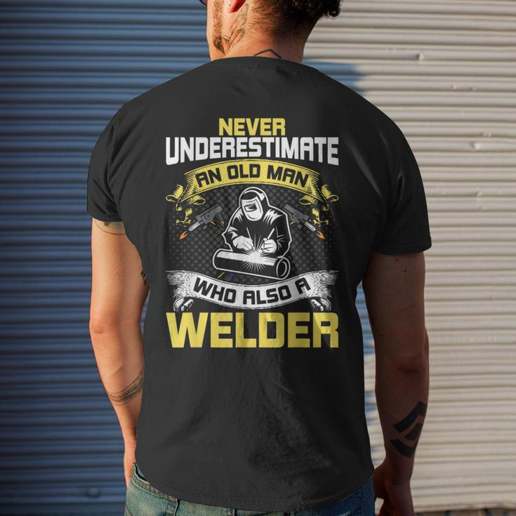 Never Underestimate An Old Man Who Also A Welder Mens Back Print T-shirt Gifts for Him