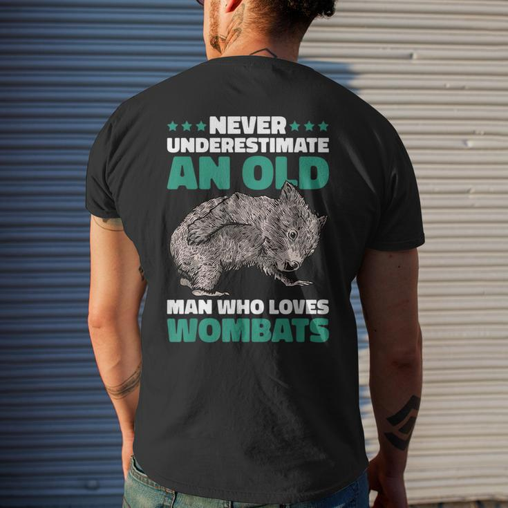 Never Underestimate An Old Man Who Loves Wombat Mens Back Print T-shirt Gifts for Him