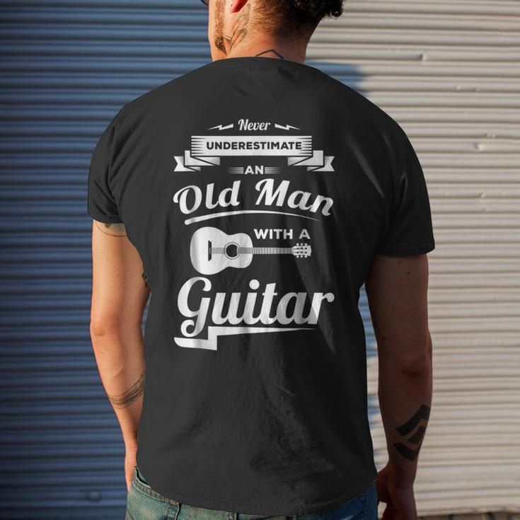 Never Underestimate An Old Man With A Guitar Dad Grandpa Gift For Mens Mens Back Print T-shirt Gifts for Him
