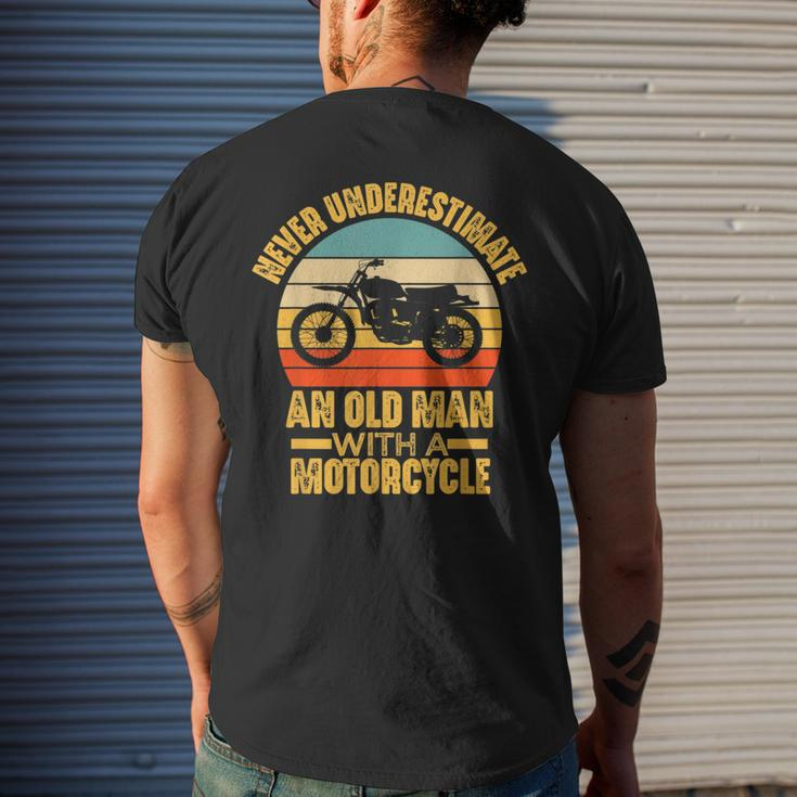 Never Underestimate An Old Man With A Motorcycle Funny Biker Mens Back Print T-shirt Gifts for Him