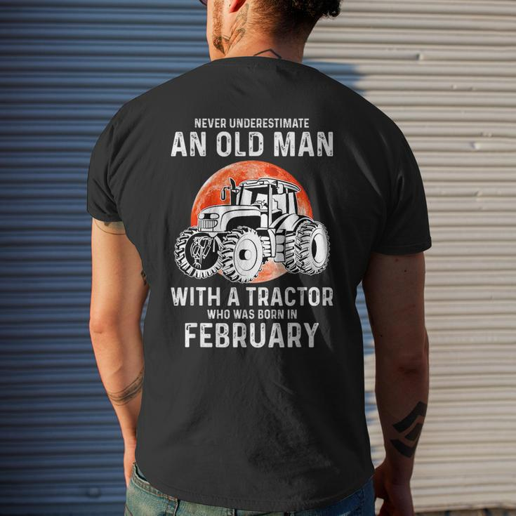 Never Underestimate An Old Man With A Tractor February Mens Back Print T-shirt Gifts for Him