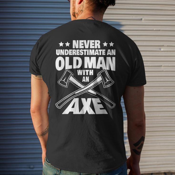 Never Underestimate An Old Man With An Axe Throwing Dad Gift For Mens Mens Back Print T-shirt Gifts for Him