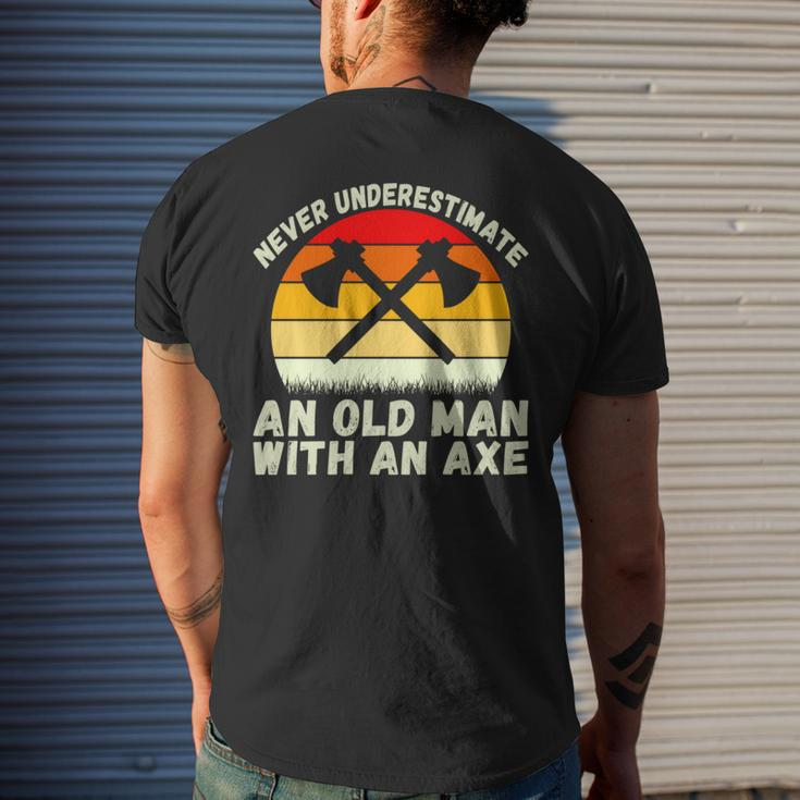 Never Underestimate An Old Man With An Axe Throwing Mens Back Print T-shirt Gifts for Him