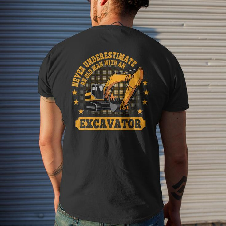 Never Underestimate An Old Man With An Excavator Operator Mens Back Print T-shirt Gifts for Him