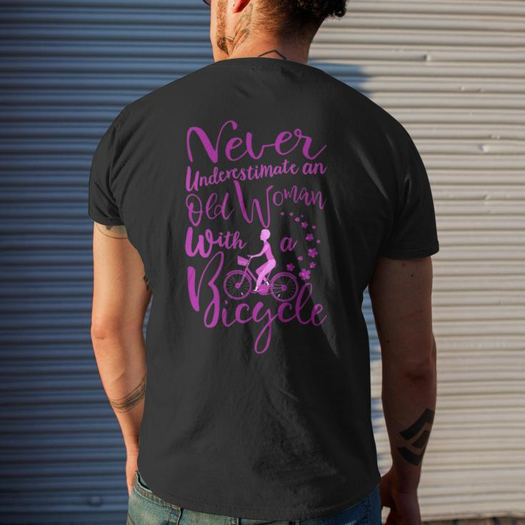 Never Underestimate An Old Woman With A Bicycle Funny Quote Mens Back Print T-shirt Gifts for Him