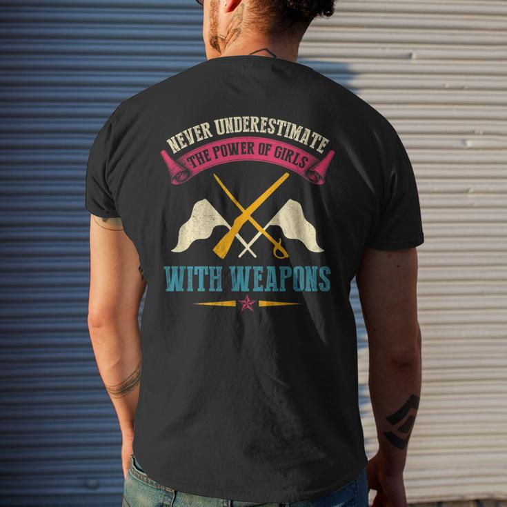 Never Underestimate Power Of Girls With Weapons Color Guard Mens Back Print T-shirt Gifts for Him
