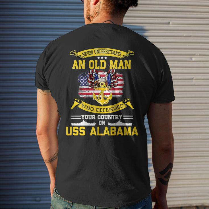 Never Underestimate Uss Alabama Bb60 Battleship Mens Back Print T-shirt Gifts for Him