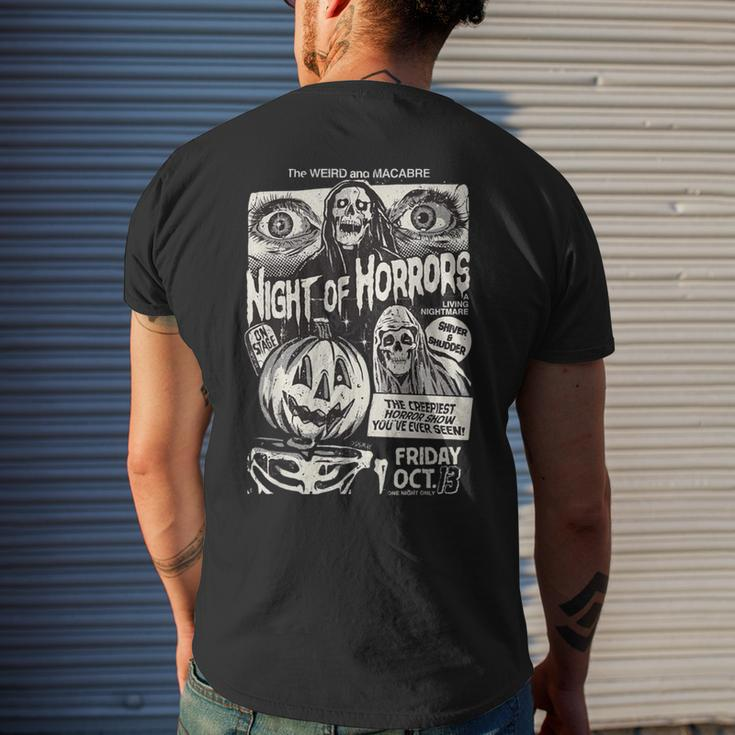 Night Of Horrors Vintage Scary Movie Graphic Men's T-shirt Back Print Gifts for Him