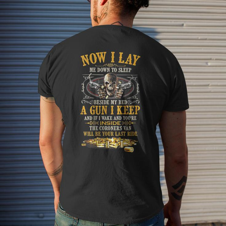 Now I Lay Me Down To Sleep Beside My Bed A Gun I Keep Mens Back Print T-shirt Gifts for Him