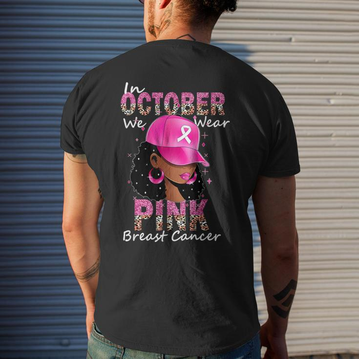 In October We Wear Pink Ribbon Breast Cancer Awareness Month Men's T-shirt Back Print Gifts for Him
