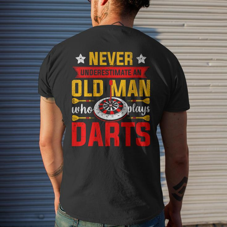 Old Dart Never Underestimate An Old Man Who Plays Darts Men's T-shirt Back Print Gifts for Him